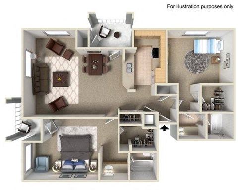 2 bed 2 bath floor plan Gat Nobel Court, San Diego